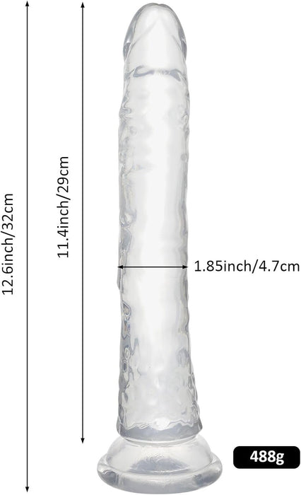 Реалистичный 32 см большой фаллоимитатор с сильной присоской и прозрачной текстурой