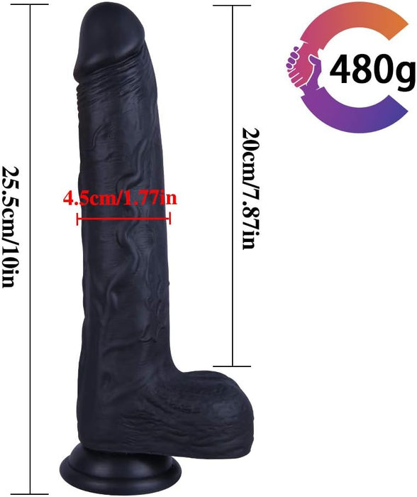 Reālistisks XXL dildo 25,5 cm ar spēcīgu piesūcekni un īstām detaļām