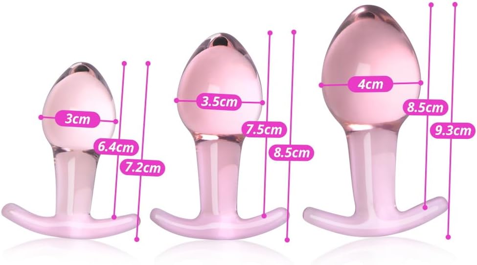 Элегантный набор из 3 стеклянных анальных пробок разного размера с сильной присоской