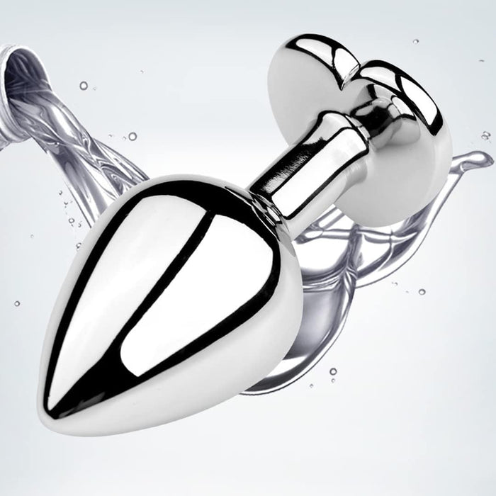 Набор из нержавеющей стали Анальный Плаг с кристаллом в форме сердца с сильной присоской