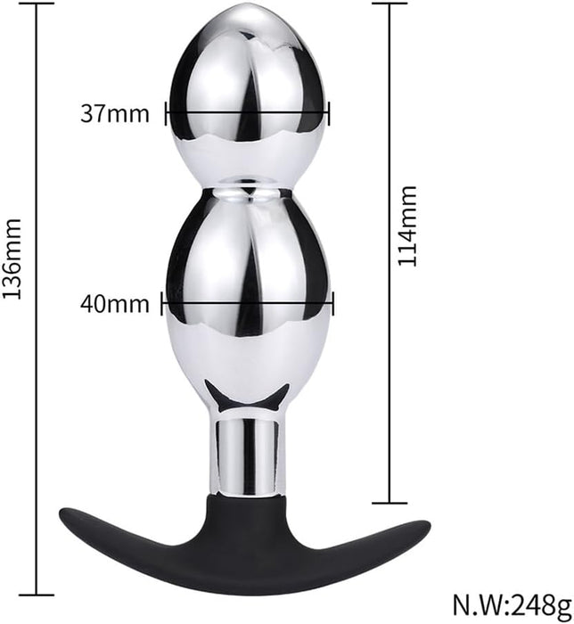 Металлические Анальные Бусы с Мягкой Силиконовой Т-ручкой с сильной присоской