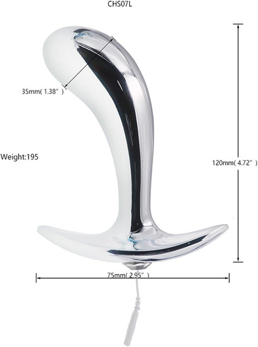 Elektriska Nerūsējošā Tērauda Anālais Plug ar 3 Izmēriem, Sudraba L