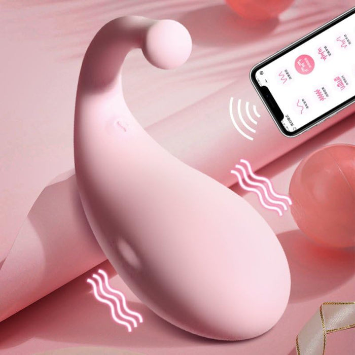 Rozā mini vibrators sievietēm ar 10 vibrācijas režīmiem un aplikāciju