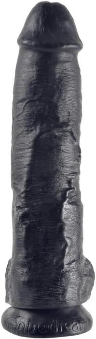 Черный фаллоимитатор 25,4 см с тестами и с сильной присоской
