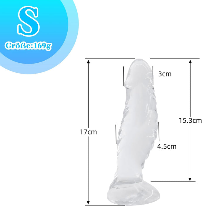 17 cm Caurspīdīgs Silikona Dildo ar Spēcīgu Pievilkšanos – Piemērots Pāriem un Solo