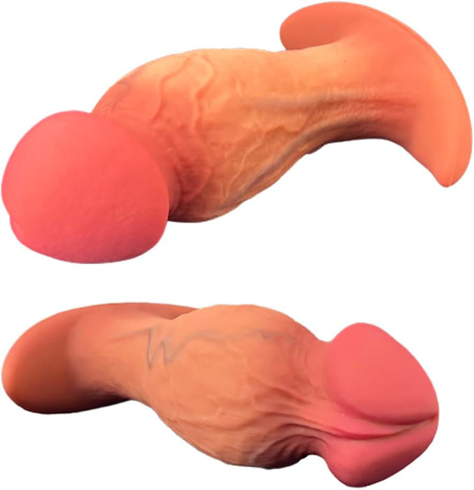 Liels silikona dildo ar unikālu enkura rokturi un reālistisku tekstūru