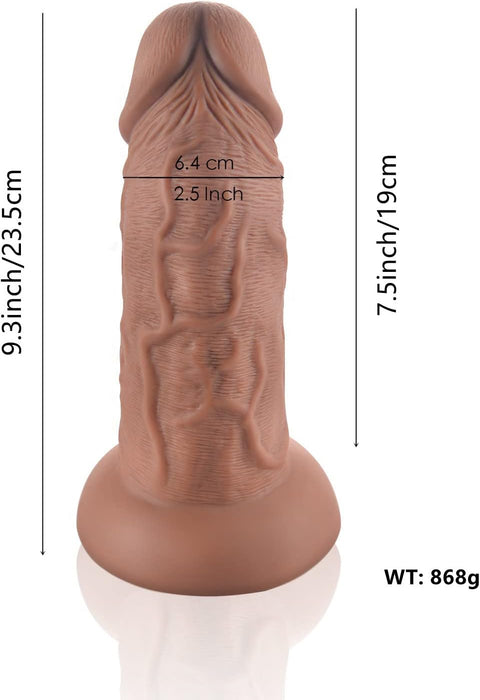 Реалистичный силиконовый дилдо 23,5 см с сильной присоской и толстым стволом