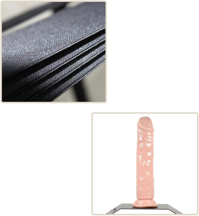 Ērts un universāls BDSM krēsls ar silikona dildo un rokturi