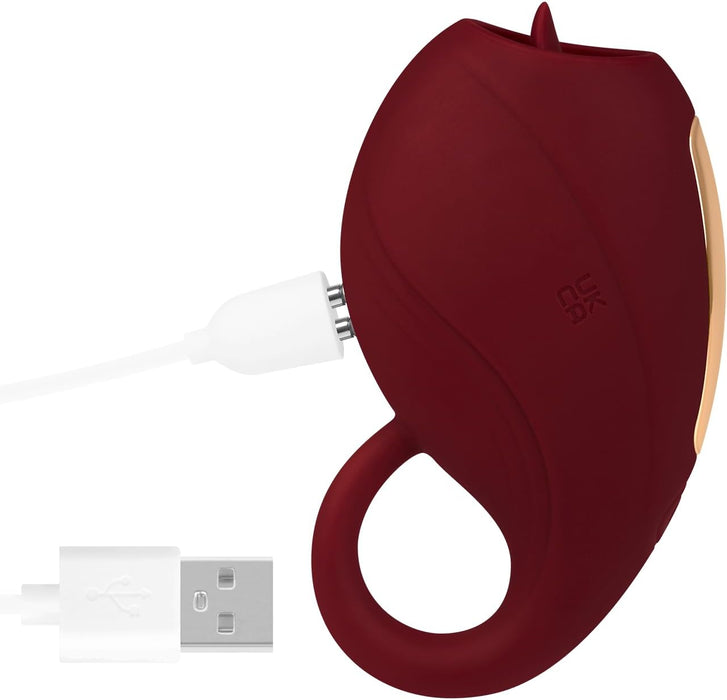 Вибратор из силикона с вращающимся язычком, 9,6 см, водонепроницаемый IPX7, с сильной присоской