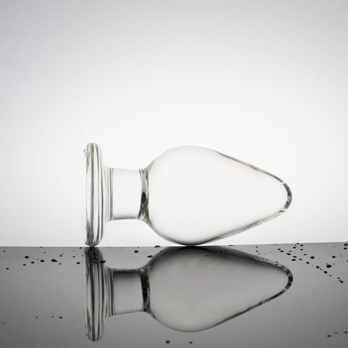 Стеклянная анальная пробка с конической формой и сильной присоской