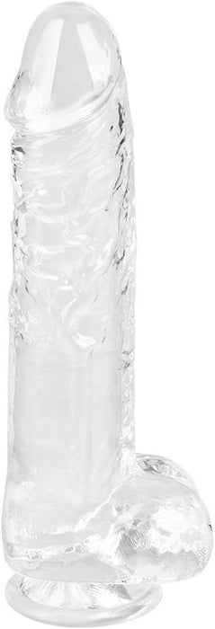 Прозрачный реалистичный дилдо с сильной присоской, гибкий, размер L, длина 19 см