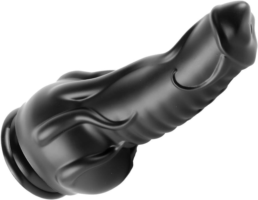 Реалистичный силиконовый XXL дилдо с толстой насадкой и хвостом с сильной присоской