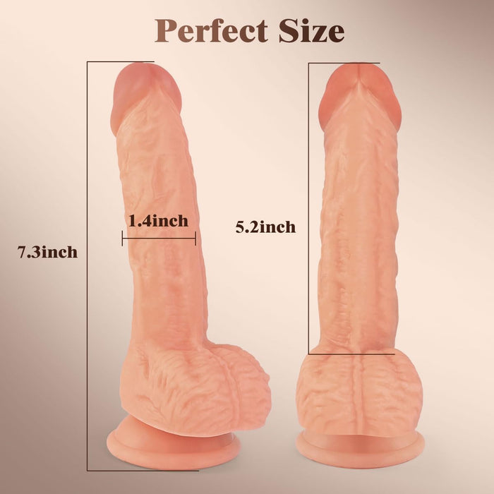 Realistisks 19 cm silikona dildo ar spēcīgu piesūcekni