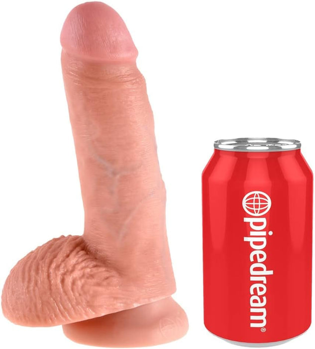 Dildo King Cock 17,8 см телесного цвета с мошонкой с сильной присоской