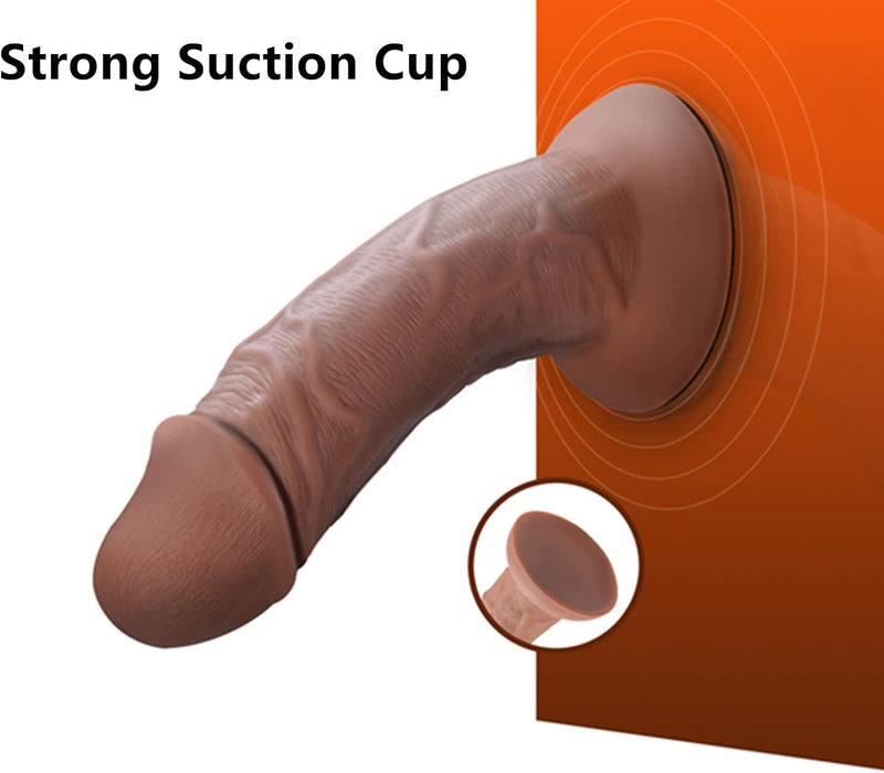 Реалистичный силиконовый дилдо 23,5 см с сильной присоской и толстым стволом