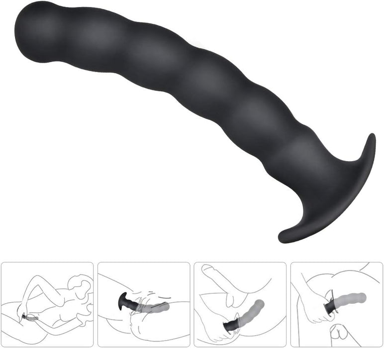 Силиконовый анальный плаг с спиральной формой и с сильной присоской, комплект из 2 размеров