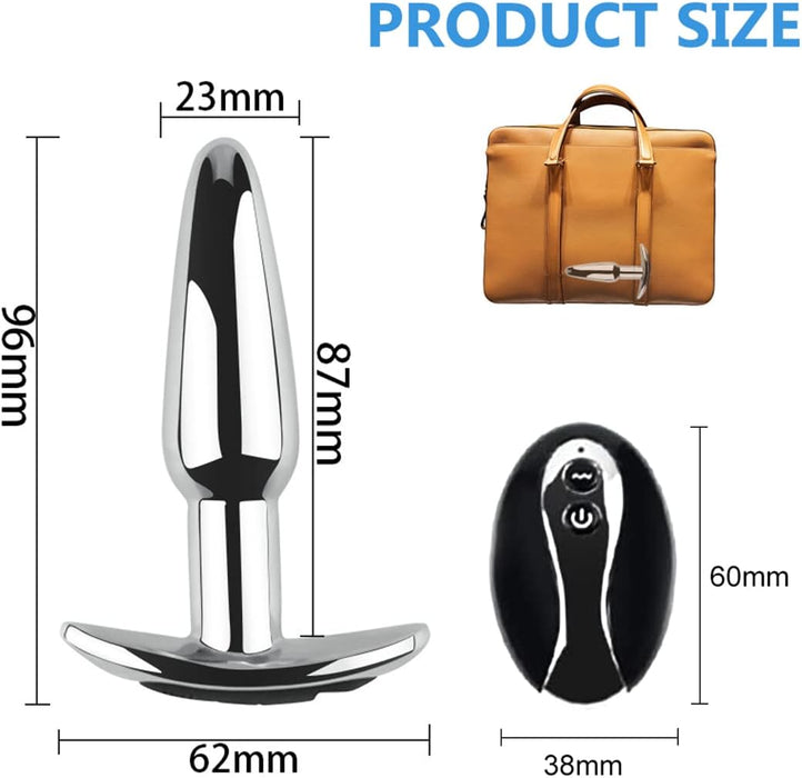 Анал-вибратор с 10 режимами вибрации и дистанционным управлением из металла с сильной присоской