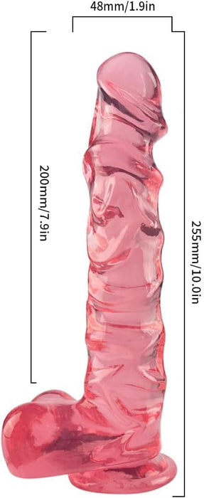 25,5 см реалистичный силиконовый фаллоимитатор с сильной присоской и прозрачным дизайном