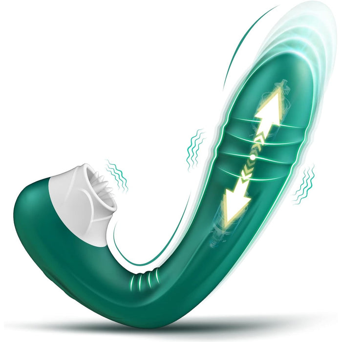 Вибратор для женщин с сильной присоской, 2-в-1 с 10 режимами и USB зарядкой