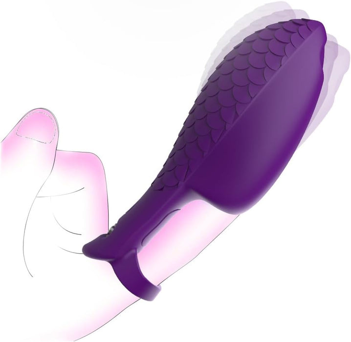 Silikona erotiskā pirkstu vibrators ar 10 režīmiem un zivju zvīņu tekstūru