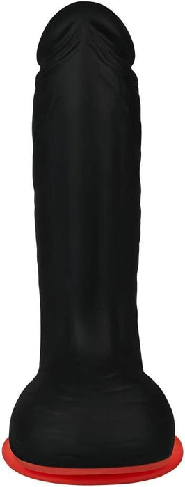 Делюкс силиконовый дилдо черно-красный Мамба с сильной присоской
