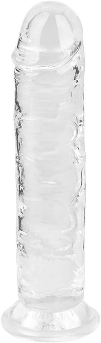 Прозрачный натуральный дилдо 17 см с сильной присоской и рельефной поверхностью