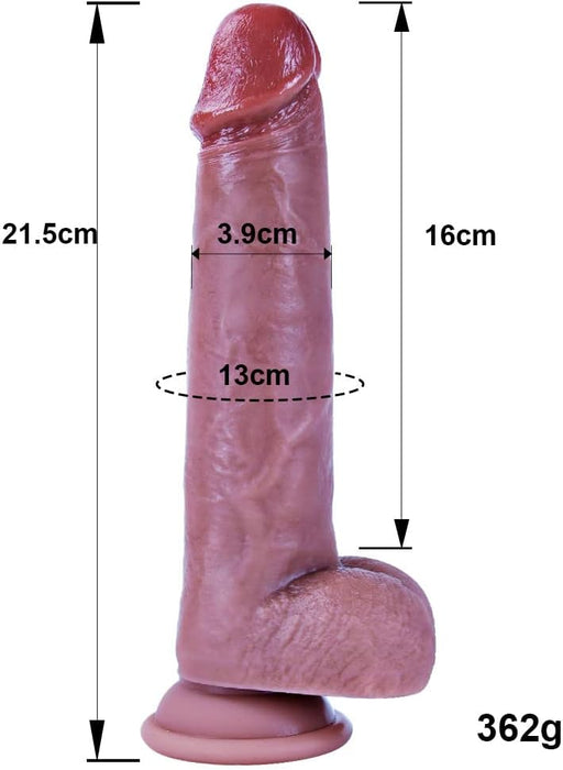 Realistiskais 21,5 cm silikona dildo ar spēcīgu piesūcekni