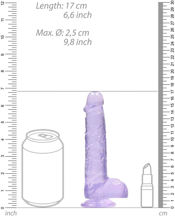 Kristāldzidrs dildo ar spēcīgu piesūcekni – violets, 6 collas