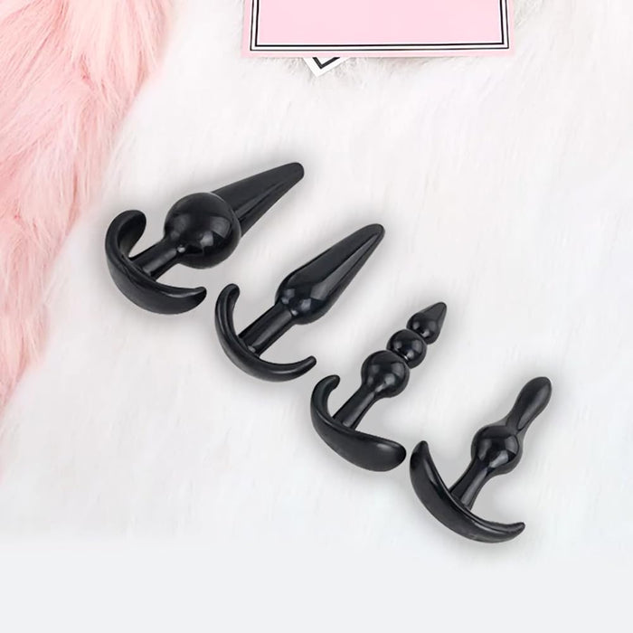 Anālo spraudņu komplekts iesācējiem – četri melni dizaini ērtai lietošanai