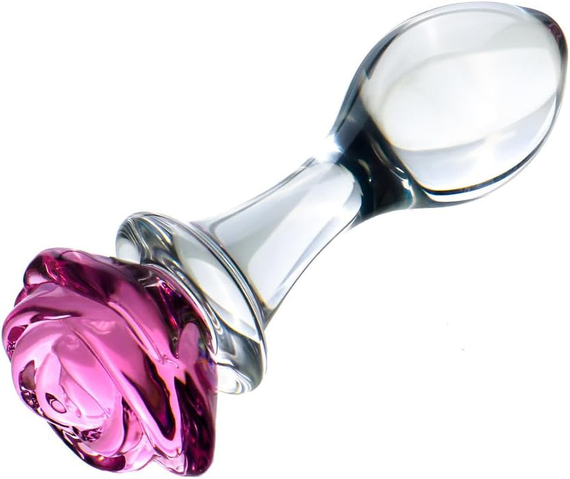 Элегантный набор из 3 стеклянных розовых анальных пробок с сильной присоской