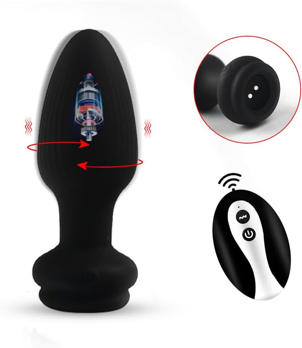 Силиконовый анальный плаг с фухсшванцем и вибрацией с сильной присоской