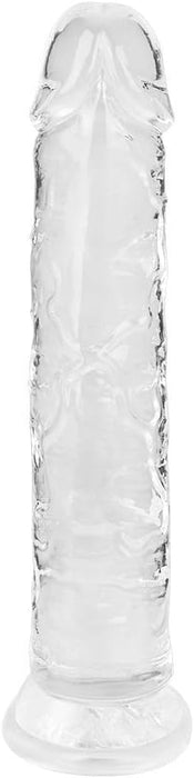 Прозрачный натуральный дилдо 17 см с сильной присоской и рельефной поверхностью