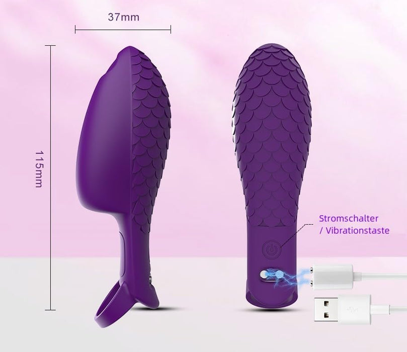 Silikona erotiskā pirkstu vibrators ar 10 režīmiem un zivju zvīņu tekstūru