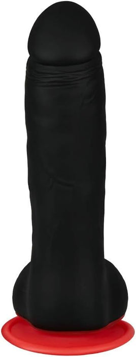 Делюкс силиконовый дилдо черно-красный Мамба с сильной присоской