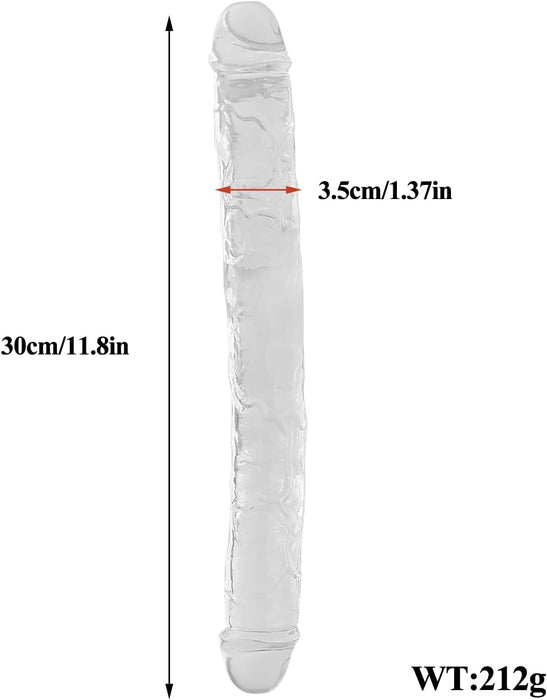 Гибкий прозрачный двойной дилдо для женщин и пар с сильной присоской
