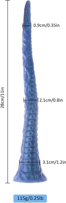28 cm garo tentakļu dildo ar spēcīgu piesūkni no silikona