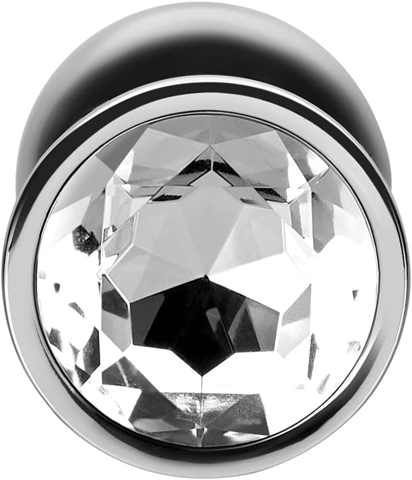 Набор из 3 алюминиевых анальных пробок с кристаллами и широкой базой с сильной присоской