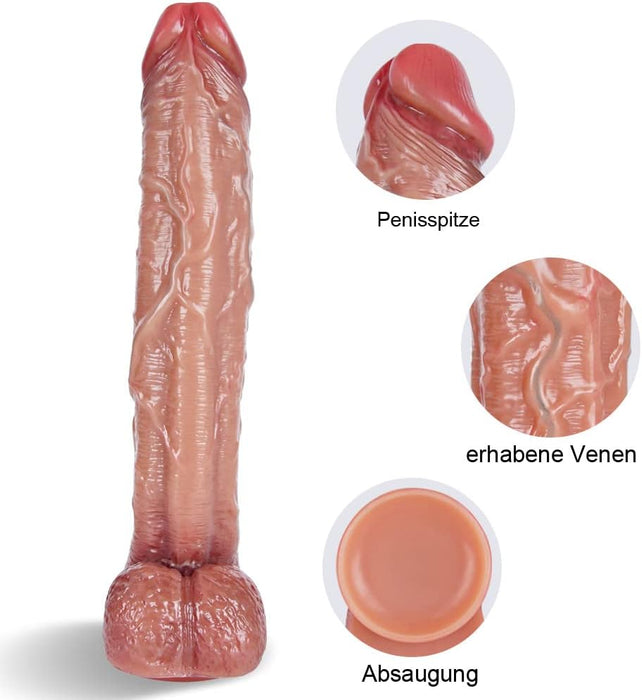 Большой силиконовый страпон с реалистичным дилдо и сильной присоской