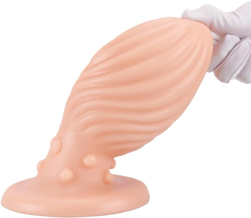 Силиконовый анальный стомп с сильной присоской и резьбой – 4 размера, черный, L