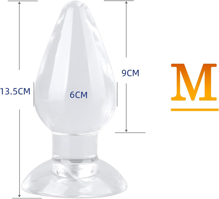 Большой прозрачный анальный плаг с эргономичным дизайном и с сильной присоской