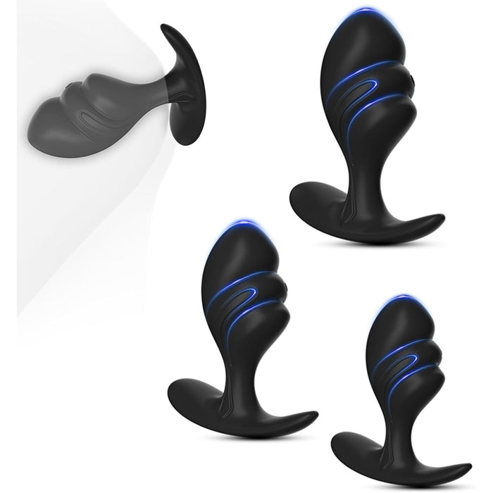 Набор из 3 анальных плагов с спиральной формой и с сильной присоской