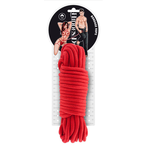 Hidden Desire raudona 10 metrų ilgio švelni polipropileno virvė BDSM žaidimams