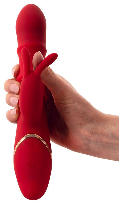 Trusīša vibrators ar 3 kustīgiem gredzeniem – intensīva maksts un klitora stimulācija