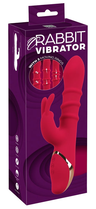 Trusīša vibrators ar 3 kustīgiem gredzeniem – intensīva maksts un klitora stimulācija