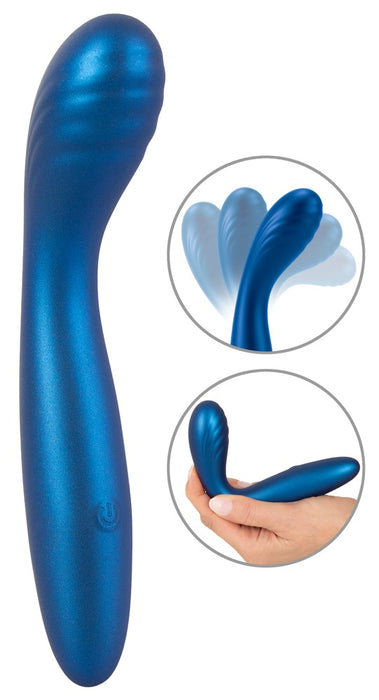 Elastīgs G-punkta vibrators īpašā metāliskā silikona versijā ar 10 vibrācijas režīmiem