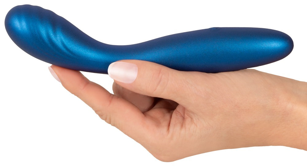 Elastīgs G-punkta vibrators īpašā metāliskā silikona versijā ar 10 vibrācijas režīmiem