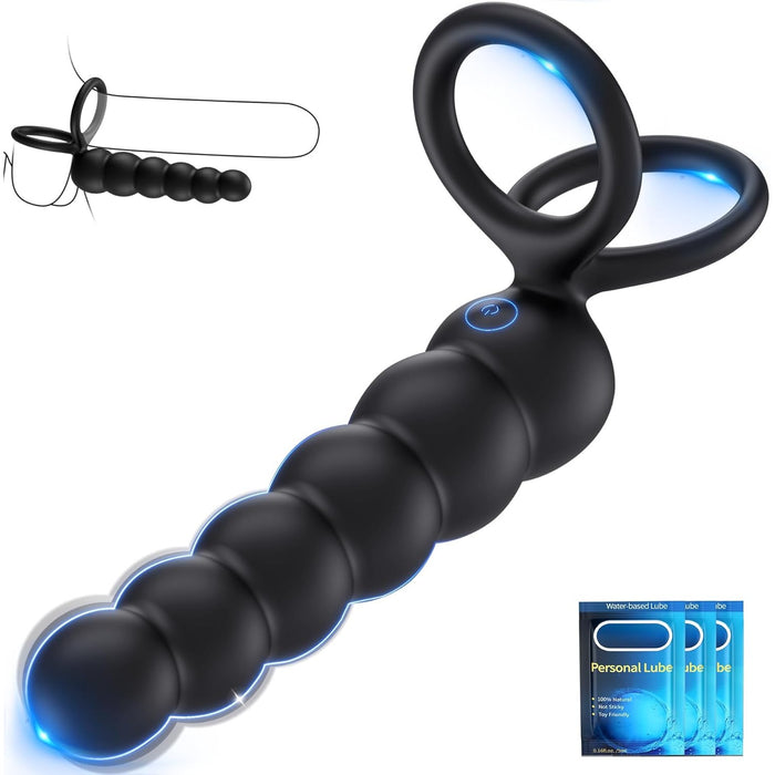 Divu funkciju pāru vibrators ar anālo stimulāciju un dzimumlocekļa gredzenu