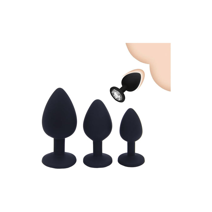 Набор силиконовых анальных пробок с кристаллом для начинающих и опытных