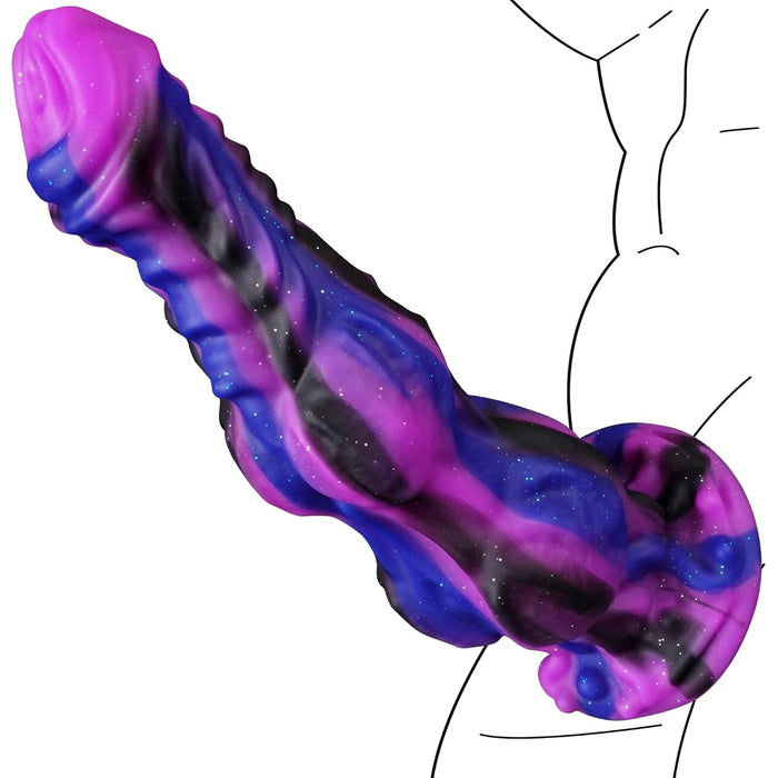 Большой силиконовый дилдо с двойным узлом и сильной присоской, 24,7 см