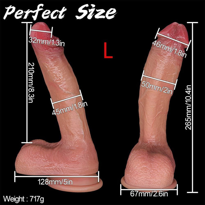 Reālistisks dildos ar spēcīgu piesūcekni un mīkstu silikonu